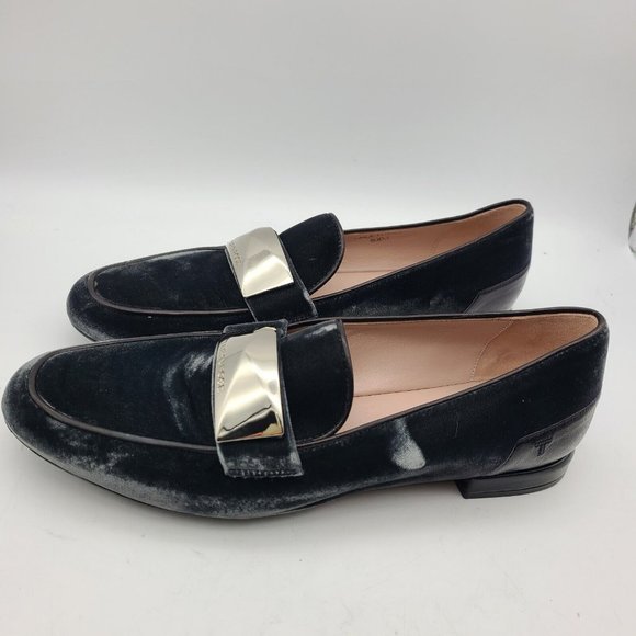 Taryn Rose women flats loafers Gray Velvet Silver Band Italy size 8.5 new - Picture 4 of 12